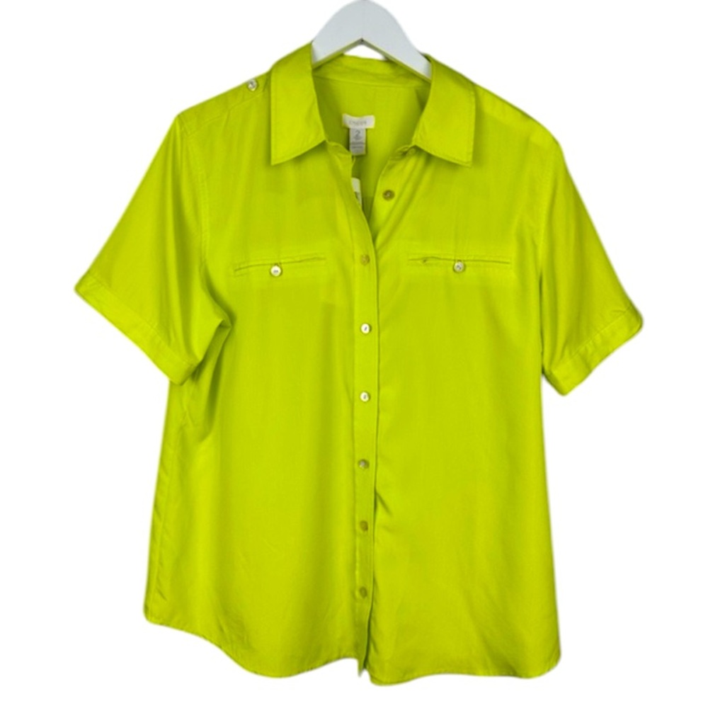 Chico’s Secret Silk Utility Shirt Button Down Modal Blend Top Size Large NEW NWT